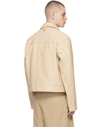 Wooyoungmi Beige Cropped Leather Jacket
