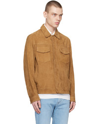 BOSS Brown Flap Pocket Leather Jacket