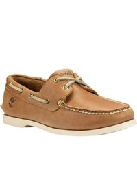 Timberland Brig 2 Eye Boat Tan Smooth Leather Lace Up Shoes