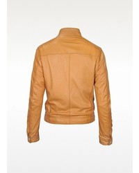 Forzieri Brown Soft Leather Motorcyle Jacket