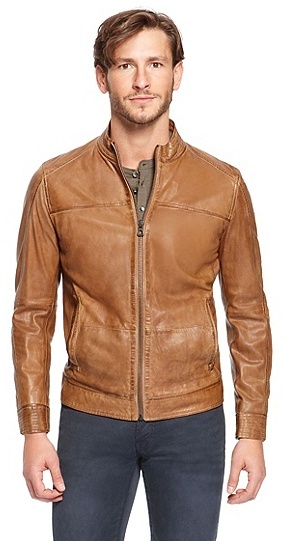 hugo boss tan leather jacket