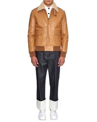 Loewe Sheepskin Collar Leather Aviator Jacket