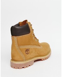 Timberland 6 Inch Premium Lace Up Beige Flat Boots