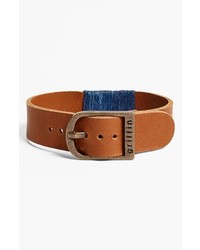 Griffin Colton Leather Bracelet Light Brown Blue