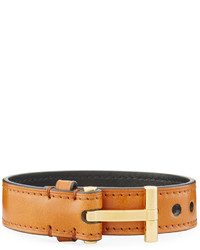 Tom Ford Leather T Buckle Wrap Bracelet