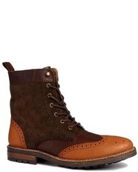 Asos Brogue Boots In Leather Brown