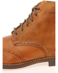 Boohoo Glaven Leather Brogue Boots