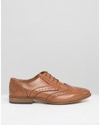 Asos Brogue Shoes In Tan Leather