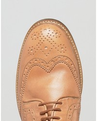 Asos Brogue Shoes In Vegetan Leather