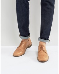 Asos Brogue Shoes In Vegetan Leather