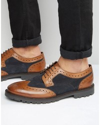 Base London Conflict Leather Derby Brogue Shoes