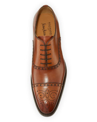 Magnanni For Neiman Marcus Cap Toe Leather Oxford Cognac