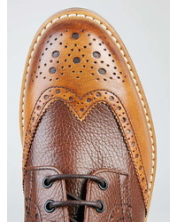 Topman Tan Leather Brogue Shoes