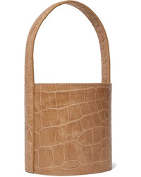 Staud Bissett Mini Croc Effect Leather Bucket Bag