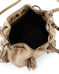 Diane von Furstenberg Boho Disco Leather Bucket Bag Sand