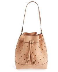 Sole Society Kattia Perforated Faux Leather Drawstring Bucket Bag Pink
