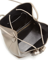 Tom Ford Leather Double Tassel Medium Bucket Bag Taupe