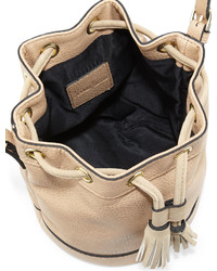 Neiman Marcus Side Tassel Small Bucket Bag Buff