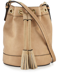 Neiman Marcus Side Tassel Small Bucket Bag Buff