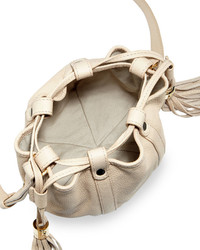 See by Chloe Small Leather Drawstring Bucket Bag Sand Shell