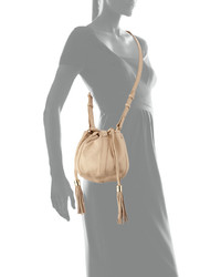 See by Chloe Small Leather Drawstring Bucket Bag Sand Shell