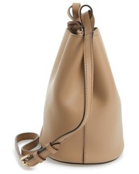 Burberry Small Lorne Leather Bucket Bag Beige