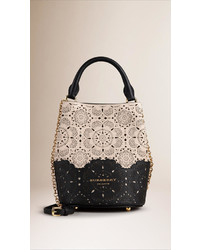 Burberry The Small Bucket Bag In Perforated Leather