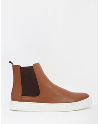 Asos Brand Chelsea Boots In Tan With Chunky Sole