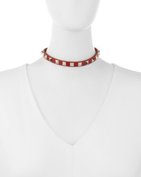 Valentino Leather Rockstud Choker Necklace