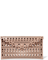 Alaia Alaa Vienne Small Envelope Laser Cut Leather Clutch Blush