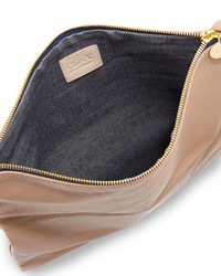 Clare Vivier Clare V Leather Fold Over Clutch Bag Beige