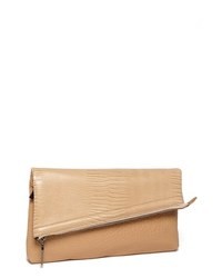 French Connection Zip Code Clutch Tahini Tan