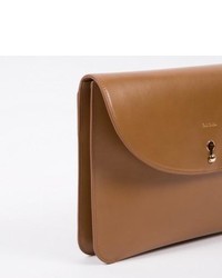 Paul Smith Handcrafted Chestnut Leather Keyhole Clutch Bag