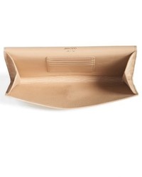 Jimmy Choo Large Maia Patent Leather Clutch Beige