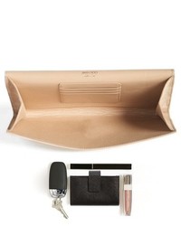 Jimmy Choo Large Maia Patent Leather Clutch Beige