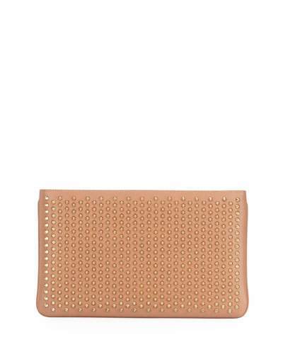 nude louboutin clutch