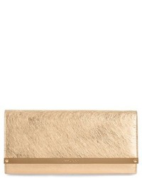 Jimmy Choo Milla Etched Metallic Spazzolato Leather Flap Clutch