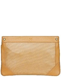 Mofe Lacuna Oversized Perforated Leather Pouch Style Clutch With Rivet Studs And Interior Pockets