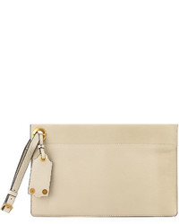 Valentino Pebbled Leather Clutch Bag Beige