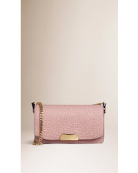 Burberry Signature Grain Leather Clutch Bag With Chain