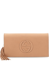 Gucci Soho Leather Clutch Bag Camelia