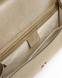 Gucci Soho Metallic Leather Clutch Bag Gold