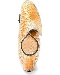 Alexander McQueen Tan Python Leather Desert Wood Small De Manta Clutch