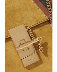 Chloé Drew Mini Leather And Suede Shoulder Bag Light Brown