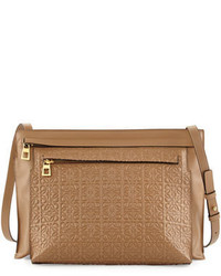 Loewe Large Embossed Double Pouch Crossbody Bag Tan