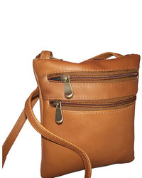 David King Leather 734 3 Zip Cross Body Bag