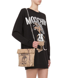 Moschino Rat A Porter Small Leather Crossbody Bag Beige