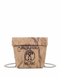 Moschino Rat A Porter Small Leather Crossbody Bag Beige
