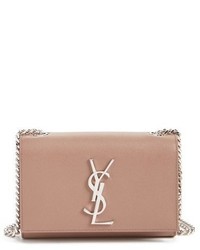 Saint Laurent Small Monogram Leather Crossbody Bag Pink