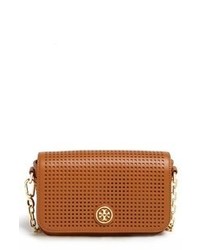 Tory Burch Robinson Perforated Leather Shoulder Bag - Navy